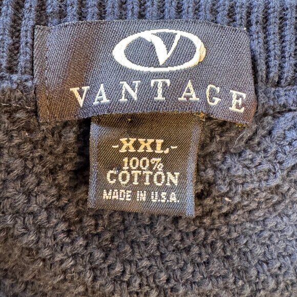 TN Vols Embroidered Waffle Knit Sweater Vest Mens XXL Navy VTG USA Made - Picture 9 of 11